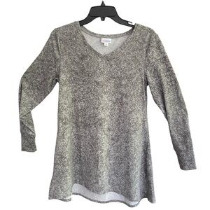 LulaRoe HAZEL Heathered Gray V-Neck Tunic Long Sleeve Tee Size XS